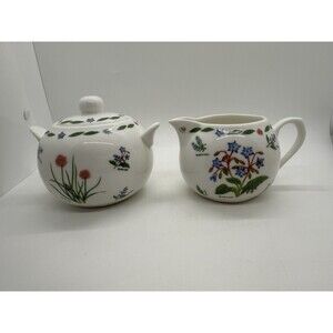 KENT POTTERY HERB GARDEN COLLECTION SUGAR BOWL & CREAMER 275ML MULTI COLOURED